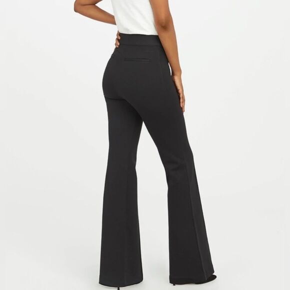 NWT SPANX 20252 The Perfect Hi Rise Flare Black Knit Ponte Pants Size L Petite - Picture 6 of 8